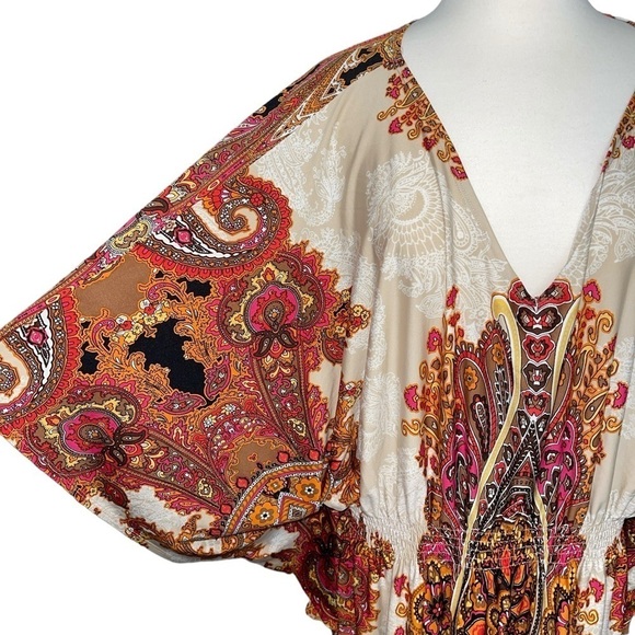 Dress Barn Women's Dress Size 22 Multi Color Pullover Elastic Waist Bohemian - Picture 2 of 7